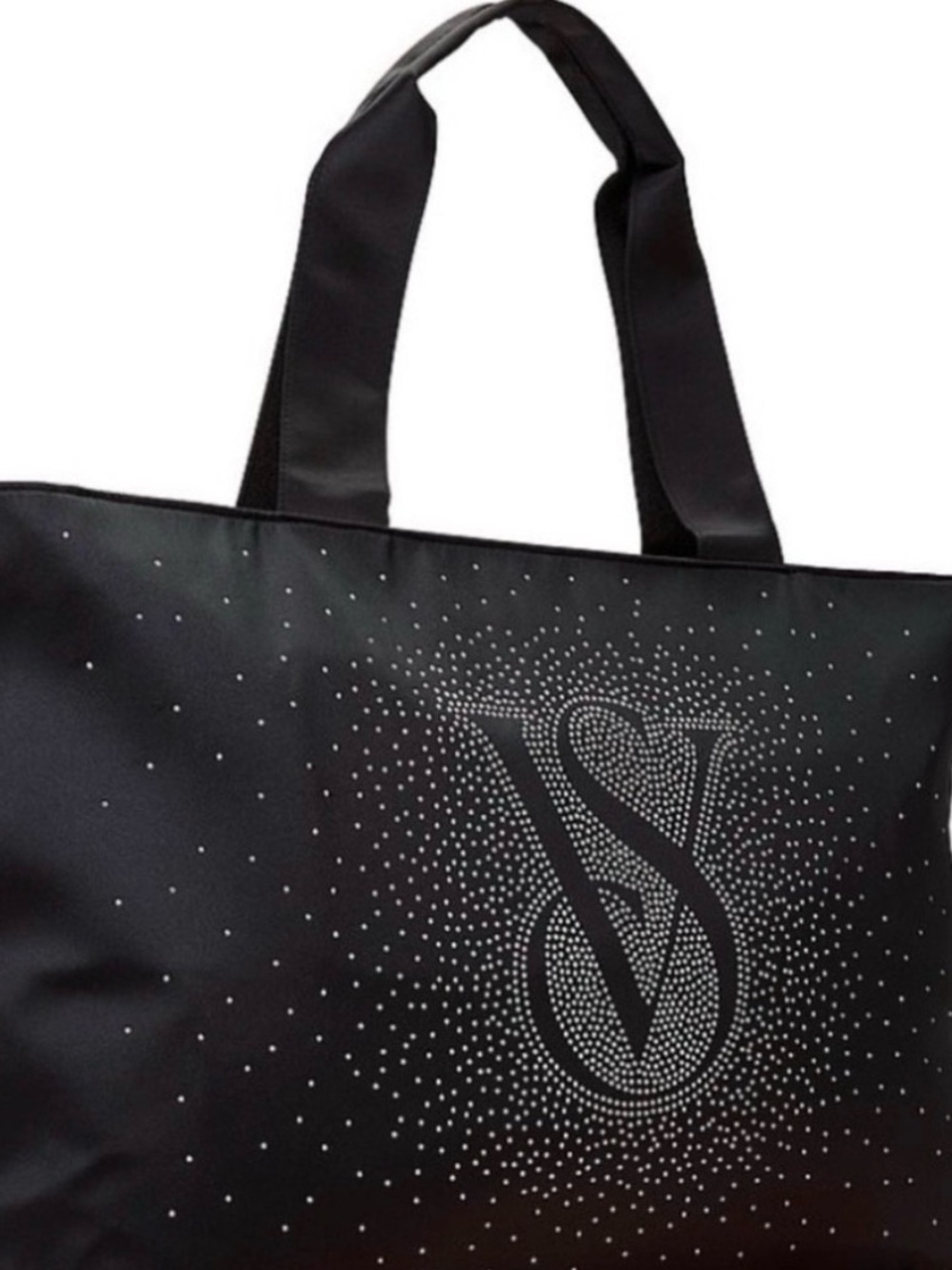 Victoria’s Secret Shine Tote Bag Black 2024 VS Logo Sparkly Bling‎ Weekender - Picture 5 of 5
